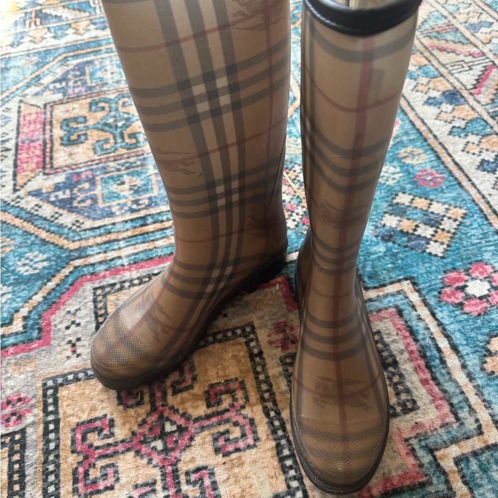 Burberry Plaid Winter & Rain Boots - Brown and Black - Picture 3 of 3